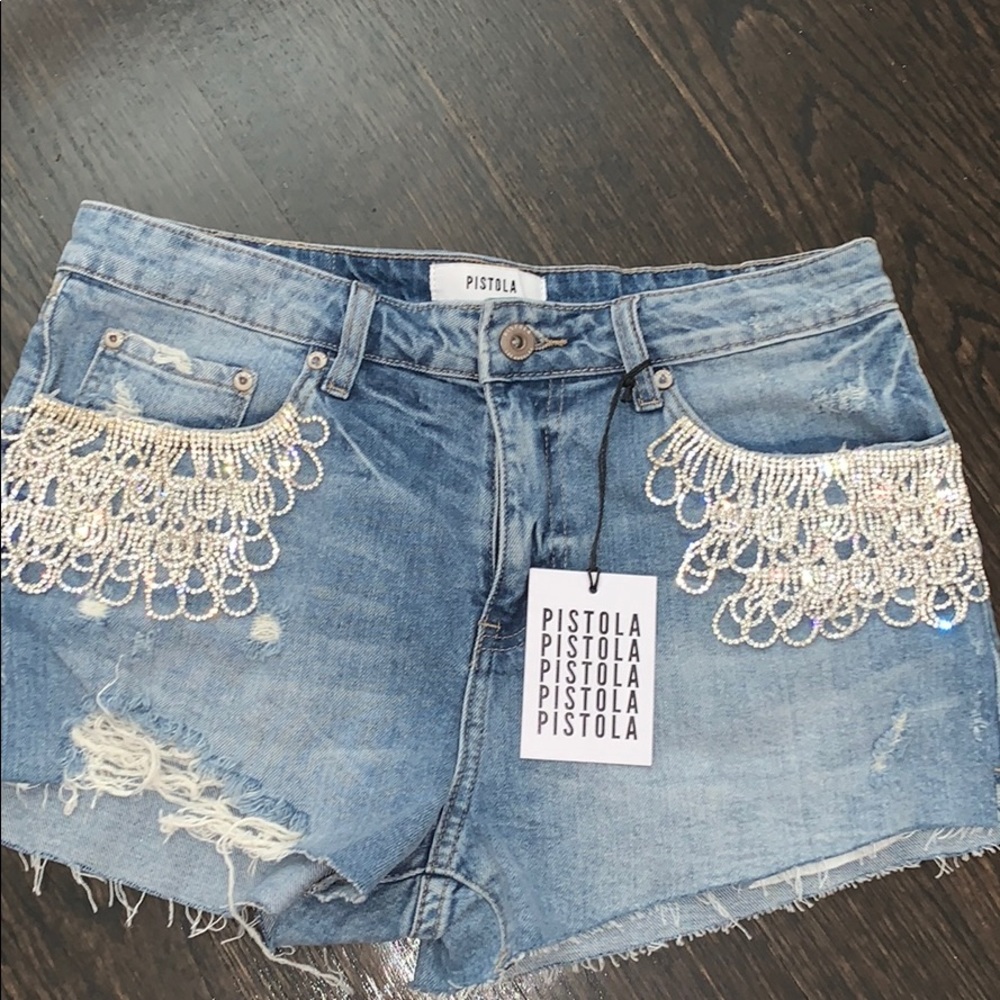 Pistola Rhinestone Denim shorts